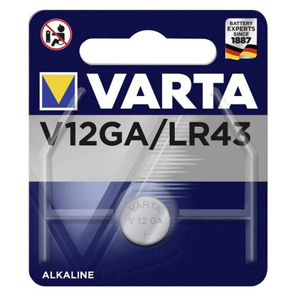 Varta V12GA LR43 (1pc) 1.5v Alkaline Button Cell Battery in Blister Pack Varta V 12GA LR43 4278