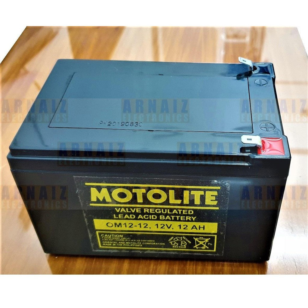 Motolite Battery 12V 12Ah OM12-12 12 Volts 12 Ampere Rechargeable E-Bike Wheelchair Elevator Battery