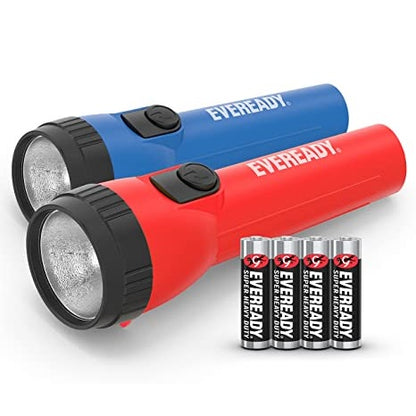 Eveready LED Flashlight with 2 x AA Batteries Included LED Torch Light Flash Light Red Blue LC1L2A