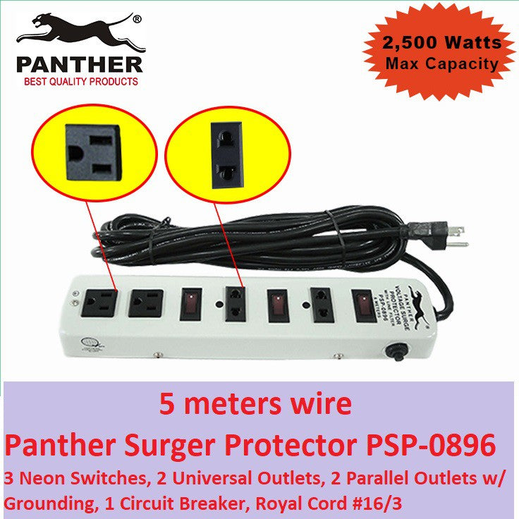 Panther Extension Cord Voltage Surge Protector with Line Filter 5 meters PSP-0896 PSP 0896 PSP0896