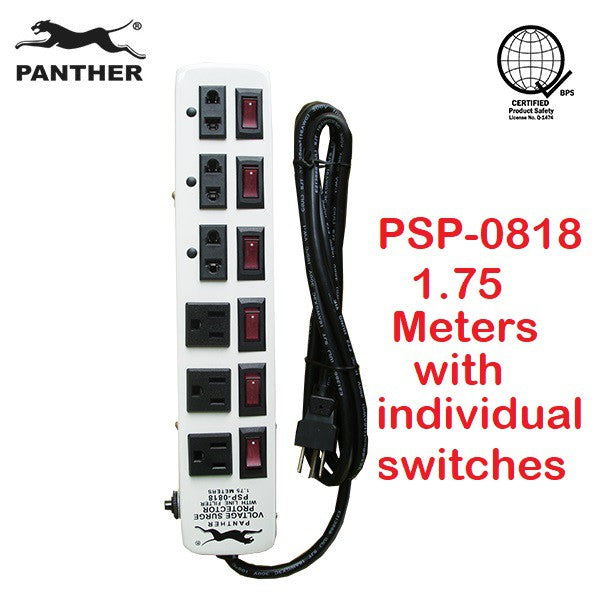 Panther Extension Cord Voltage Surge Protector with Line Filter 1.75meters PSP-0818 PSP 0818 PSP0818