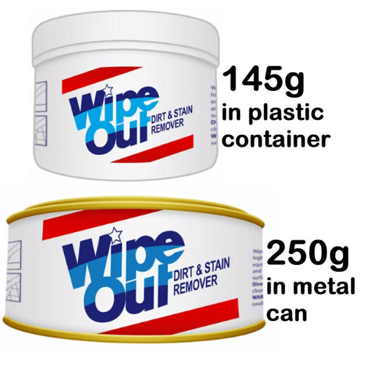 Wipe Out Dirt and Stain Remover 250g or 145g  WipeOut in Metal Can or Plastic Cover