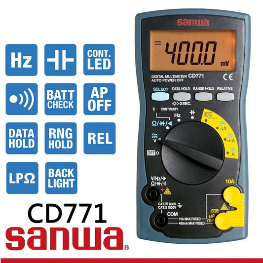 Sanwa CD771 Digital Multimeter Backlight & Cont. buzzer with LED AC/DC Voltmeter True RMS Digital Mu