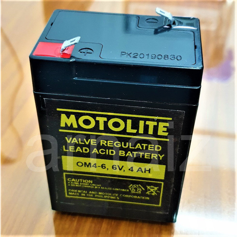 Motolite 6V 4Ah OM4-6 6 Volts 4 Ampere Rechargeable Sealed Lead Acid Battery 6v 4.5Ah Toy Car Batt