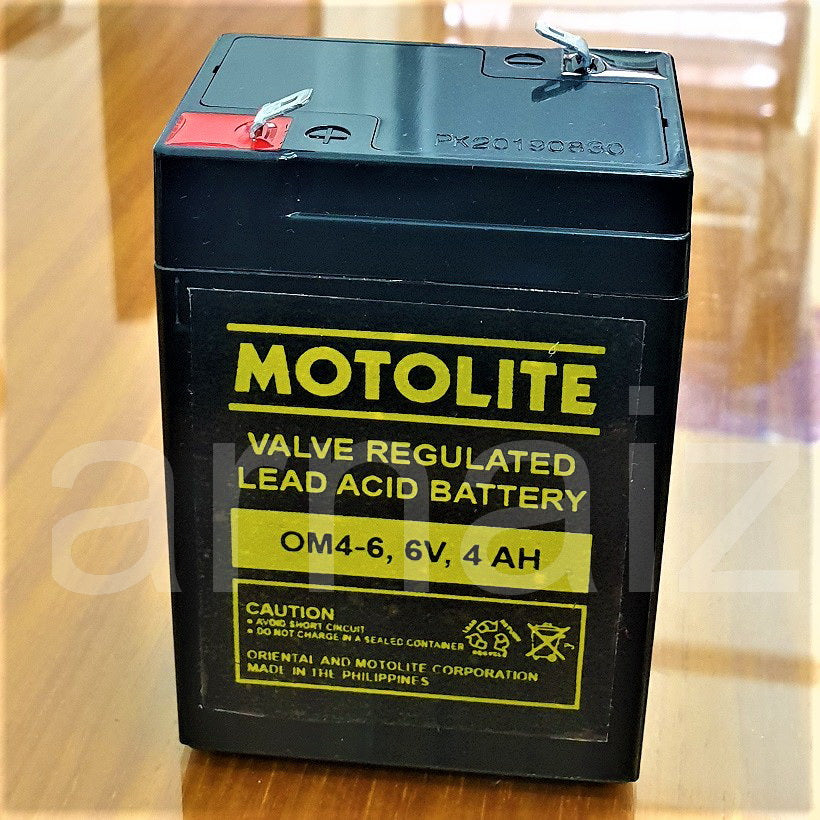 Motolite 6V 4Ah OM4-6 6 Volts 4 Ampere Rechargeable Sealed Lead Acid Battery 6v 4.5Ah Toy Car Batt