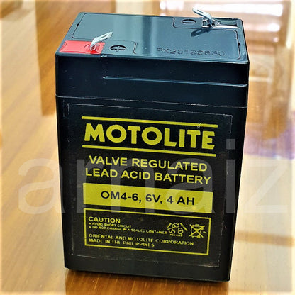 Motolite 6V 4Ah OM4-6 6 Volts 4 Ampere Rechargeable Sealed Lead Acid Battery 6v 4.5Ah Toy Car Batt
