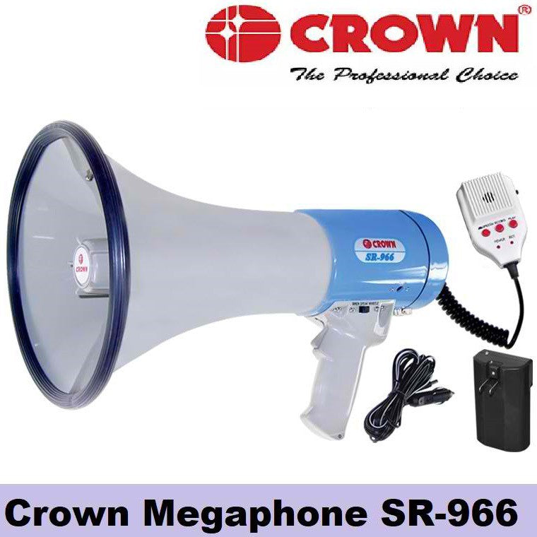 Rechargeable Portable Megaphone 30W Crown SR-966 SR966 SR 966 Talk, Siren, Whistle, Voice Recording