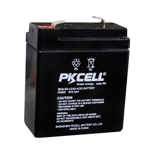 PKCell 6v 2Ah SLA Sealed Lead Acid Rechargeable Battery PK620 VRLA Toy Car Emergency Light