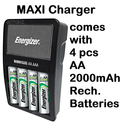 Energizer Battery Charger Recharge MAXI for AA and AAA CHVCM4 with free 4 pcs Rechargeable AA