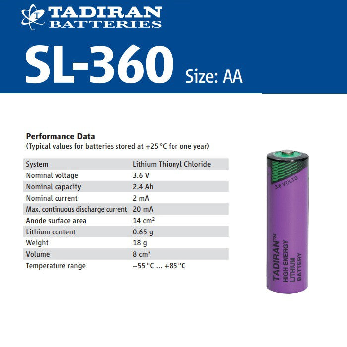 Tadiran SL-360/S Battery AA Lithium Battery 3.6V SL-360 SL-360 Batteries replaces TL-5903 TL-5903/S