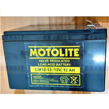 Motolite Battery 12V 12Ah OM12-12 12 Volts 12 Ampere Rechargeable E-Bike Wheelchair Elevator Battery