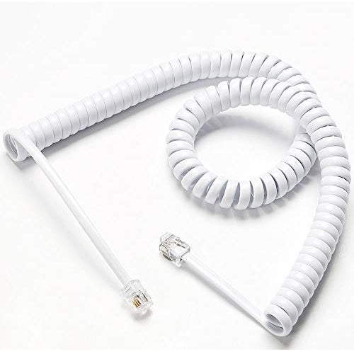 Telephone Handset Cord White 20" 50cm Spiral Phone Cord Handset Cord Universally Compatible White