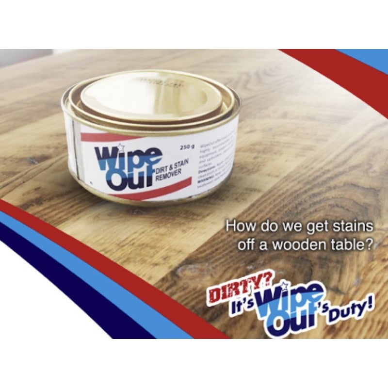 Wipe Out Dirt and Stain Remover 250g or 145g  WipeOut in Metal Can or Plastic Cover