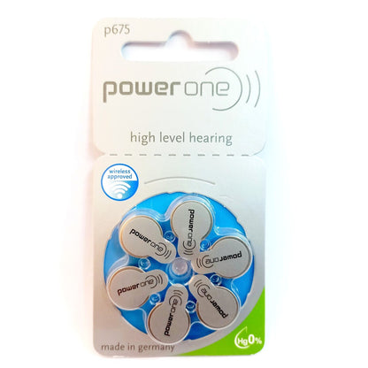 Power One Zinc Air Size 675 PR44 (6 pcs) Hearing Aid Battery Hearing Aid Batteries 1.45V A675 P675