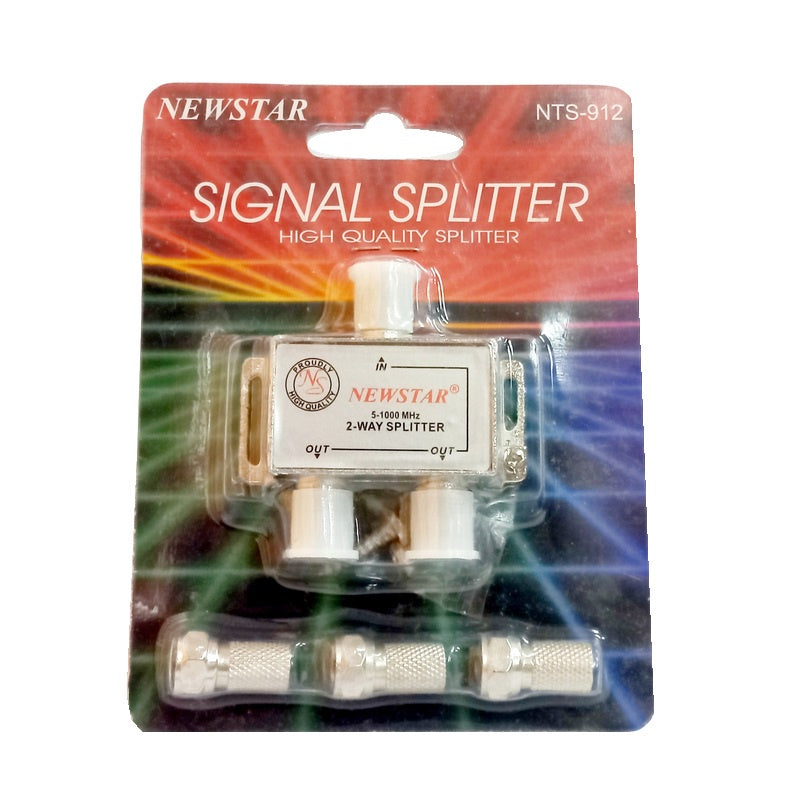Newstar TV Signal Splitter 2-Way 2Way NTS-912 NTS 912 5-1000MHz With Connectors  High Quality 75 Ohm