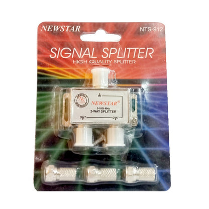 Newstar TV Signal Splitter 2-Way 2Way NTS-912 NTS 912 5-1000MHz With Connectors  High Quality 75 Ohm
