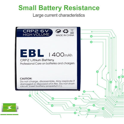 EBL CRP2 CR-P2 Photo Battery LN-CRP2 Lithium 6V 1400mAh SINGLE USE CR P2 Lithium Batteries 6 Volts