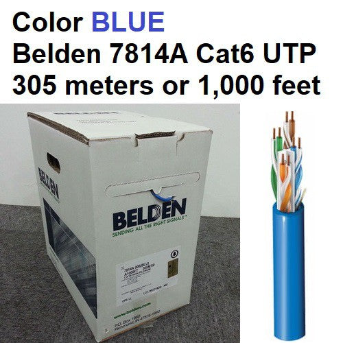 Belden Cat6 UTP Cable Unshielded Data LAN Cable Cat 6 CAT-6 305 meters 1000 ft 7814A BLUE GRAY GREY