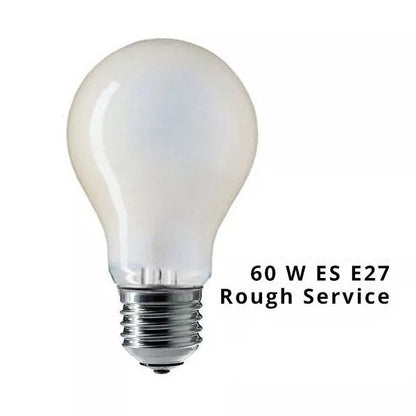 GLS Rough Service Frosted 60W E27 A60 FR ES Warm White Pearl Finish Dimmable 60 Watts