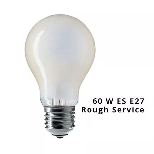 GLS Rough Service Frosted 60W E27 A60 FR ES Warm White Pearl Finish Dimmable 60 Watts