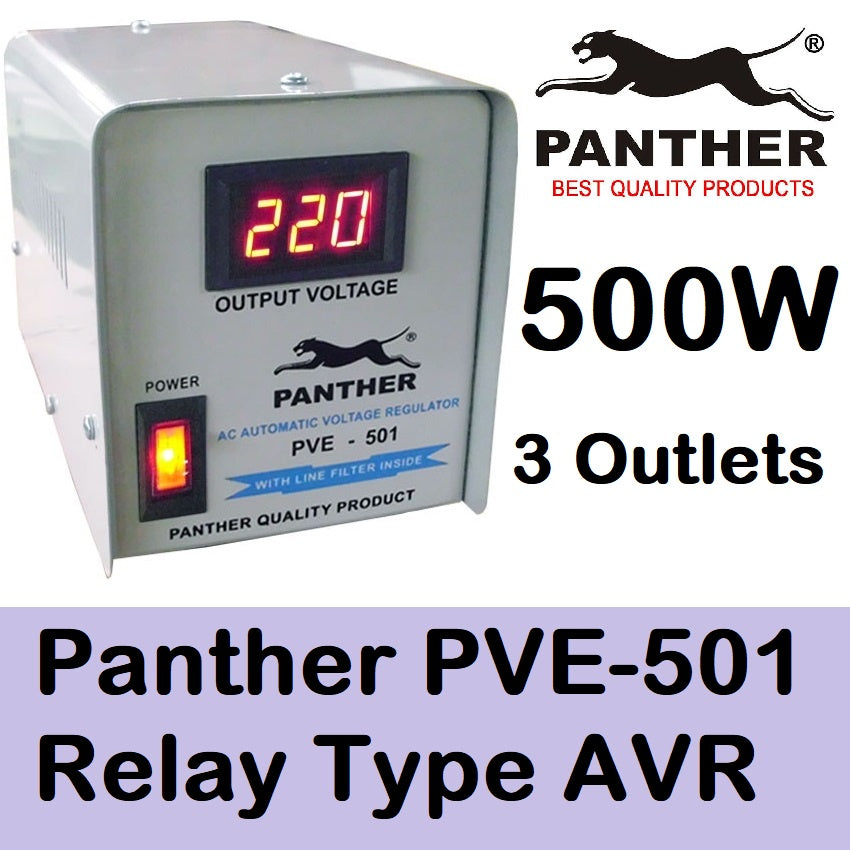 Panther AVR 500W Relay Type Automatic Voltage Regulator PVE-500 PC Computer Desktop Laptop TV AVR