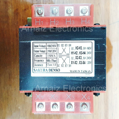 Sakura Denso 150VA 150W Control Transformer, Input 240/480VAC, Output 120/240VAC, Single Phase 60Hz