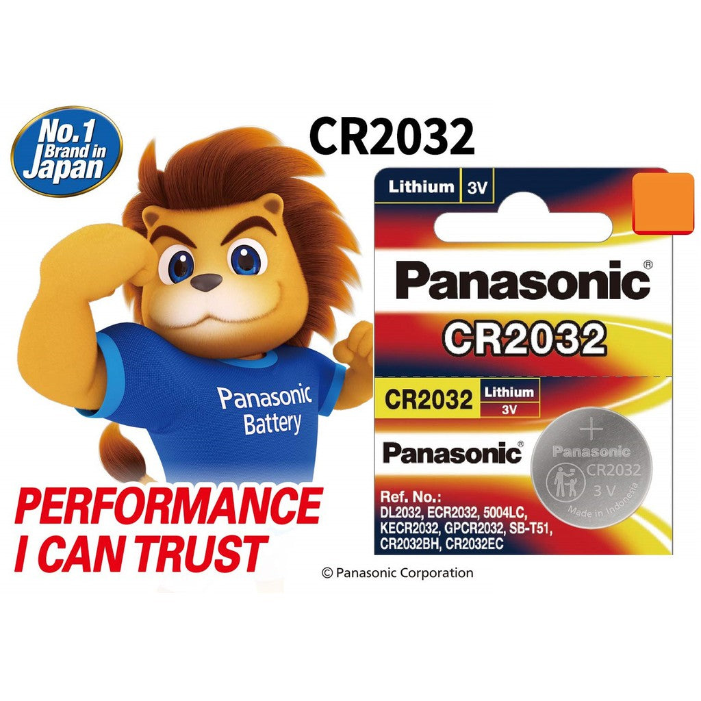Panasonic CR2032 (5pc) ECR2032 2032 Lithium Coin Cell Button Battery 3V 3 volts