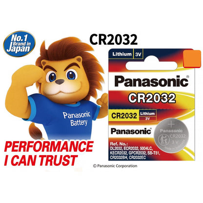 Panasonic CR2032 (5pc) ECR2032 2032 Lithium Coin Cell Button Battery 3V 3 volts