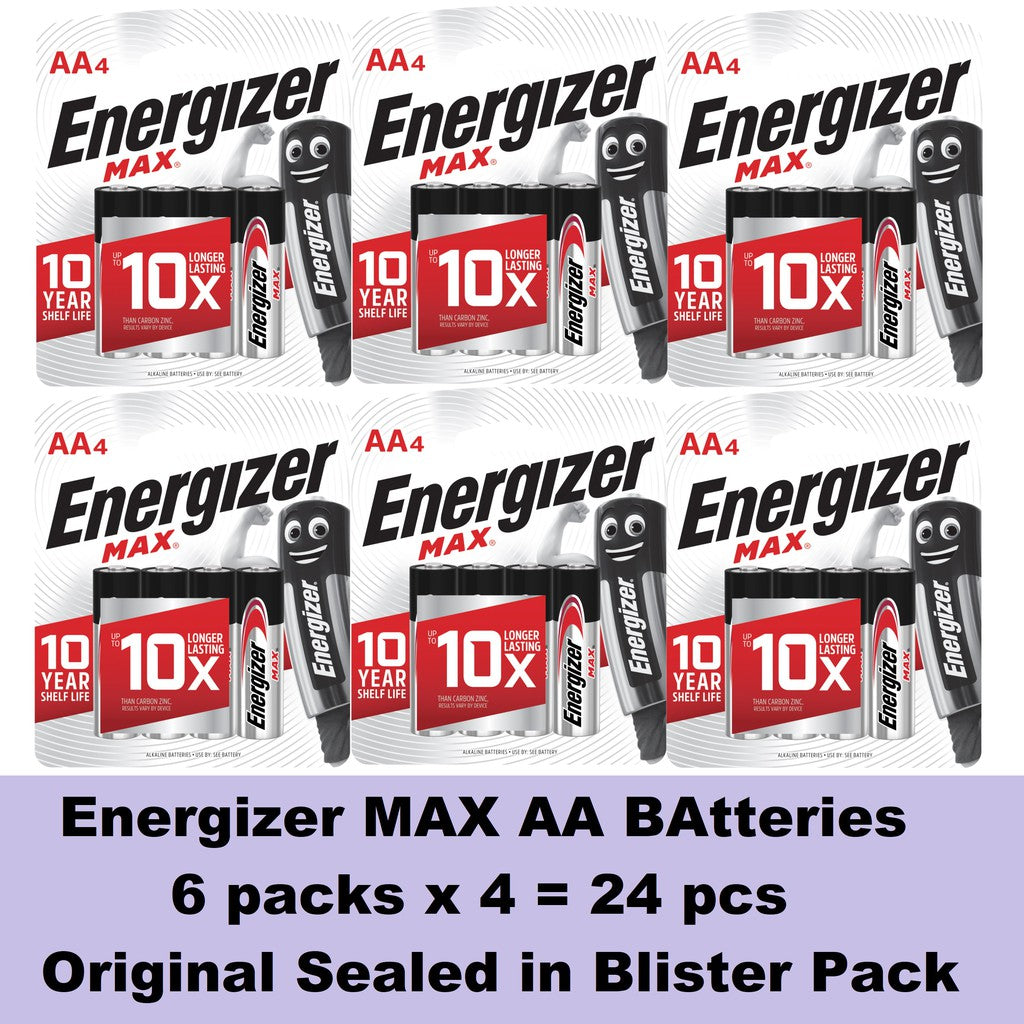 Energizer AA Batteries (24 pcs) Energizer MAX AA Alkaline Battery Original Sealed in Blister Pack