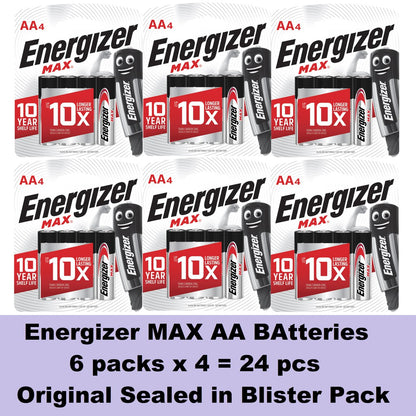 Energizer AA Batteries (24 pcs) Energizer MAX AA Alkaline Battery Original Sealed in Blister Pack