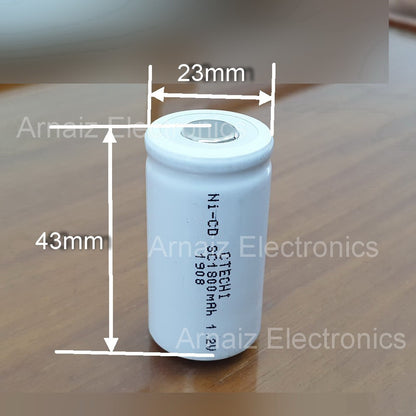 Sub C Size NiCd Rechargeable Battery 1800mAh SC 1.2V Plain Cell for Emergency Light