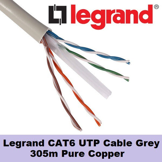 Legrand Cat 6 Cable UTP Unshielded AWG24 Gray Data LAN Cable Cat6 305 meters 1000 feet 305m