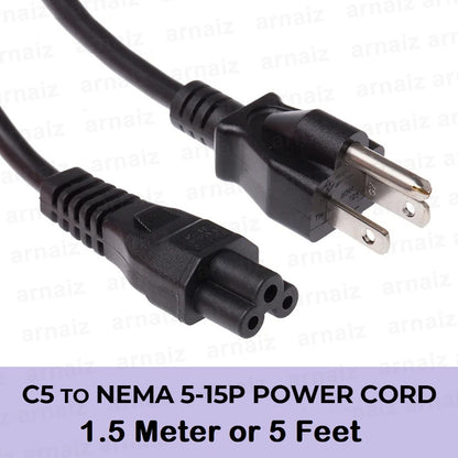 Laptop Power Cord C5 to NEMA 5-15P 3 Prong 1.5 Meters Mickey Mouse Lap top Notebook Computer Printer
