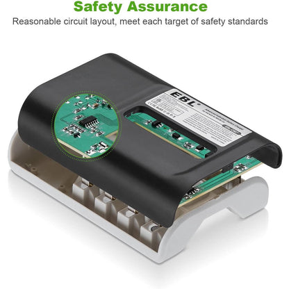 EBL 807 LN-6420 4 Slot AA AAA Battery Charger with LED Indicate Lights USB Type 4 Bay 4 Port