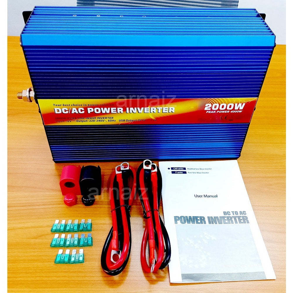 Power Inverter 2000W Pure Sinewave 12VDC TO 220VAC