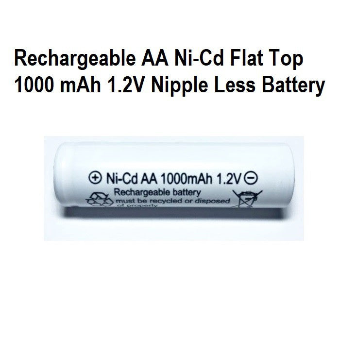 Rechargeable AA Battery Flat Top Nipple Less Battery Ni-Cd 1.2V 1000mAh AA Batteries