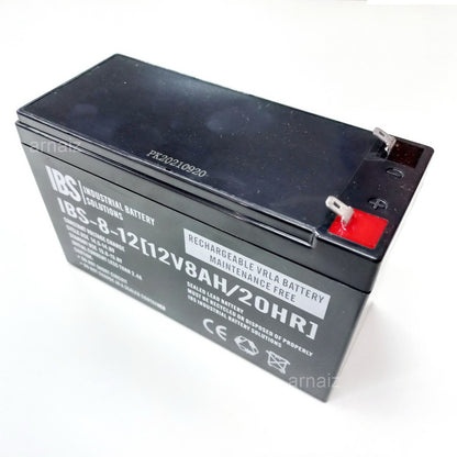 UPS Battery 12V 8Ah 20hr 12 Volts 8 Ampere Rechargeable Valve Regulated Lead Acid (VRLA) Battery