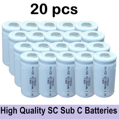 2-20pcs Screw Driver Electric Drill SC Batteries 1.2V 1800mah Sub C Ni-Cd Rechargeable Battery SUBC