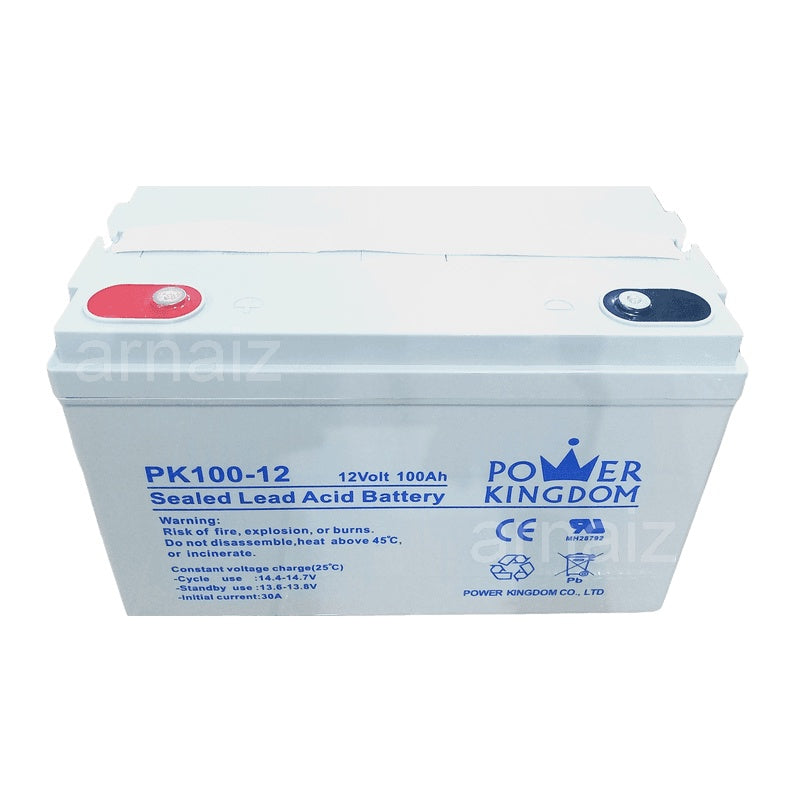 Power Kingdom PK100-12 Solar Rechargeable 12V 100AH Valve Regulated Lead Acid (VRLA) Battery