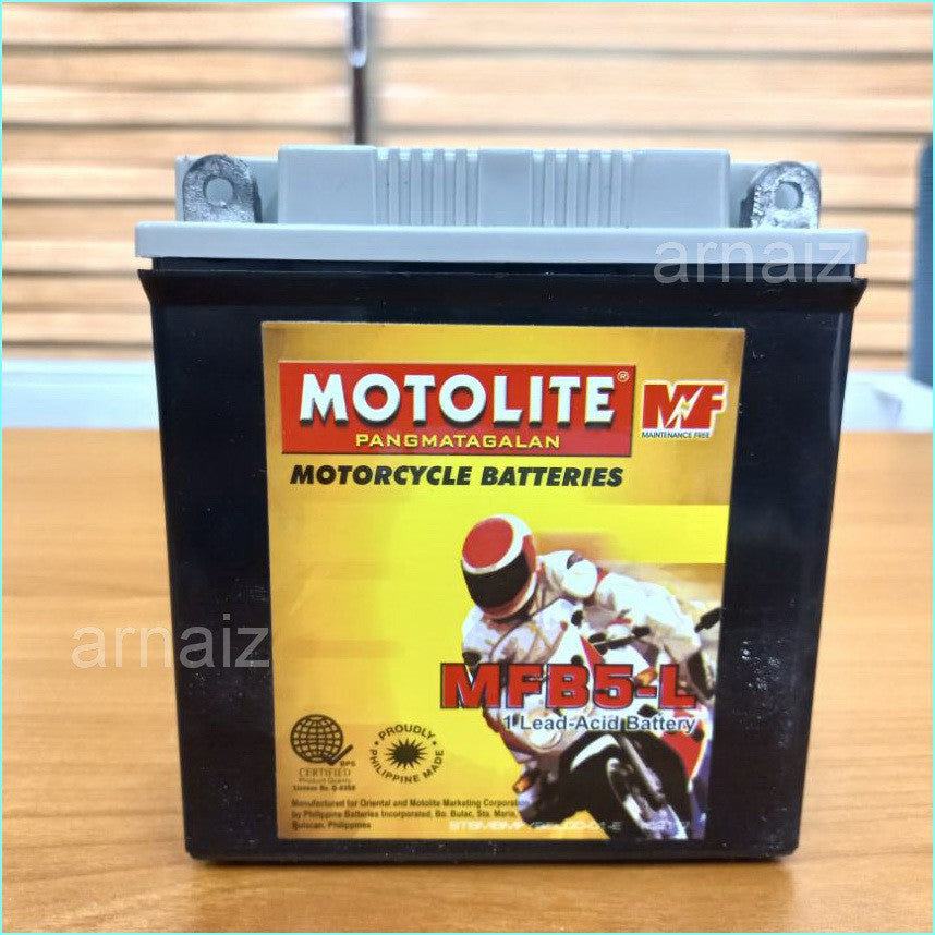 Motolite MFYB5L Maintenance Free Motorcycle Battery 12N5-3B MFB5-L YB5L-A YB5L