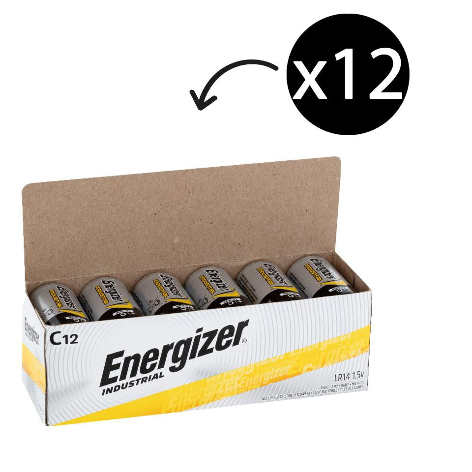 Energizer Size C (12pcs) Alkaline Industrial Battery  1.5V LR14 MN1400 Batteries 12 pieces per box