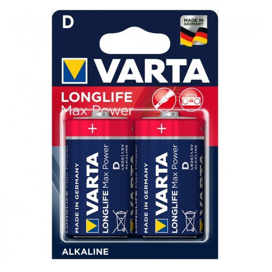 Varta Size D Batteries (2 pcs) MAX Power Alkaline Battery Original in Blister Pack LR20 MN1300