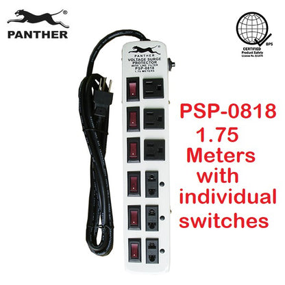 Panther Extension Cord Voltage Surge Protector with Line Filter 1.75meters PSP-0818 PSP 0818 PSP0818