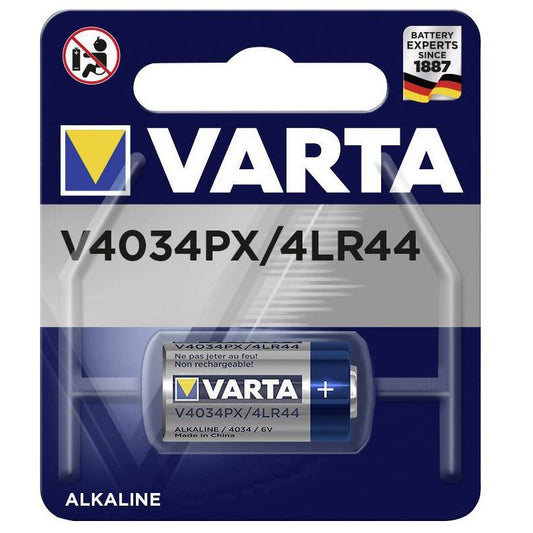 Varta V4034PX 4LR44 6v (1pc) Alkaline Battery in Blister Pack Varta V 4034PX 4LR44 A476 E476A 476A