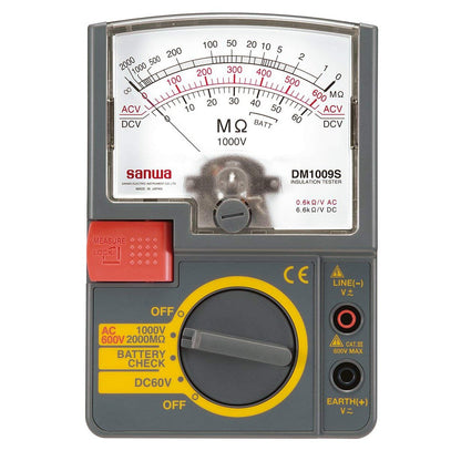 Sanwa DM1009S Analog Insulation Resistance Tester 1000V 2000 Megaohms AC 600V DC 60V