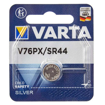 Varta V76PX SR44 (1pc) 1.55v Silver Oxide Button Cell Battery in Blister Pack Varta V 76PX 4075