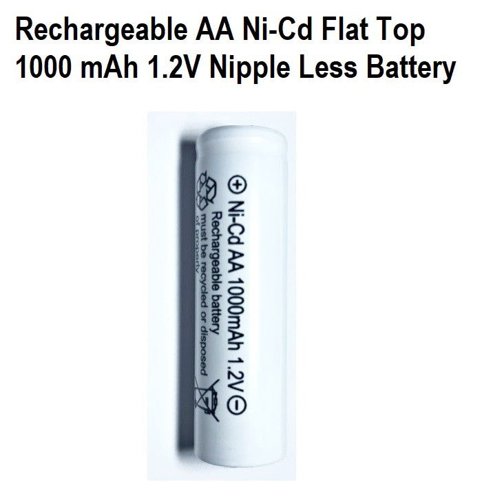 Rechargeable AA Battery Flat Top Nipple Less Battery Ni-Cd 1.2V 1000mAh AA Batteries