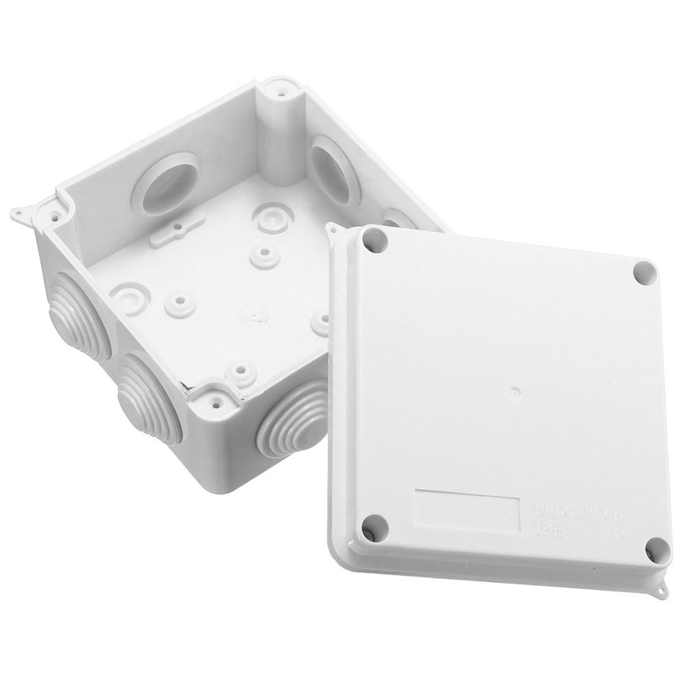 100x100x70mm IP65 Waterproof Outdoor Electrical CCTV Enclosure Square Junction Box White ABS