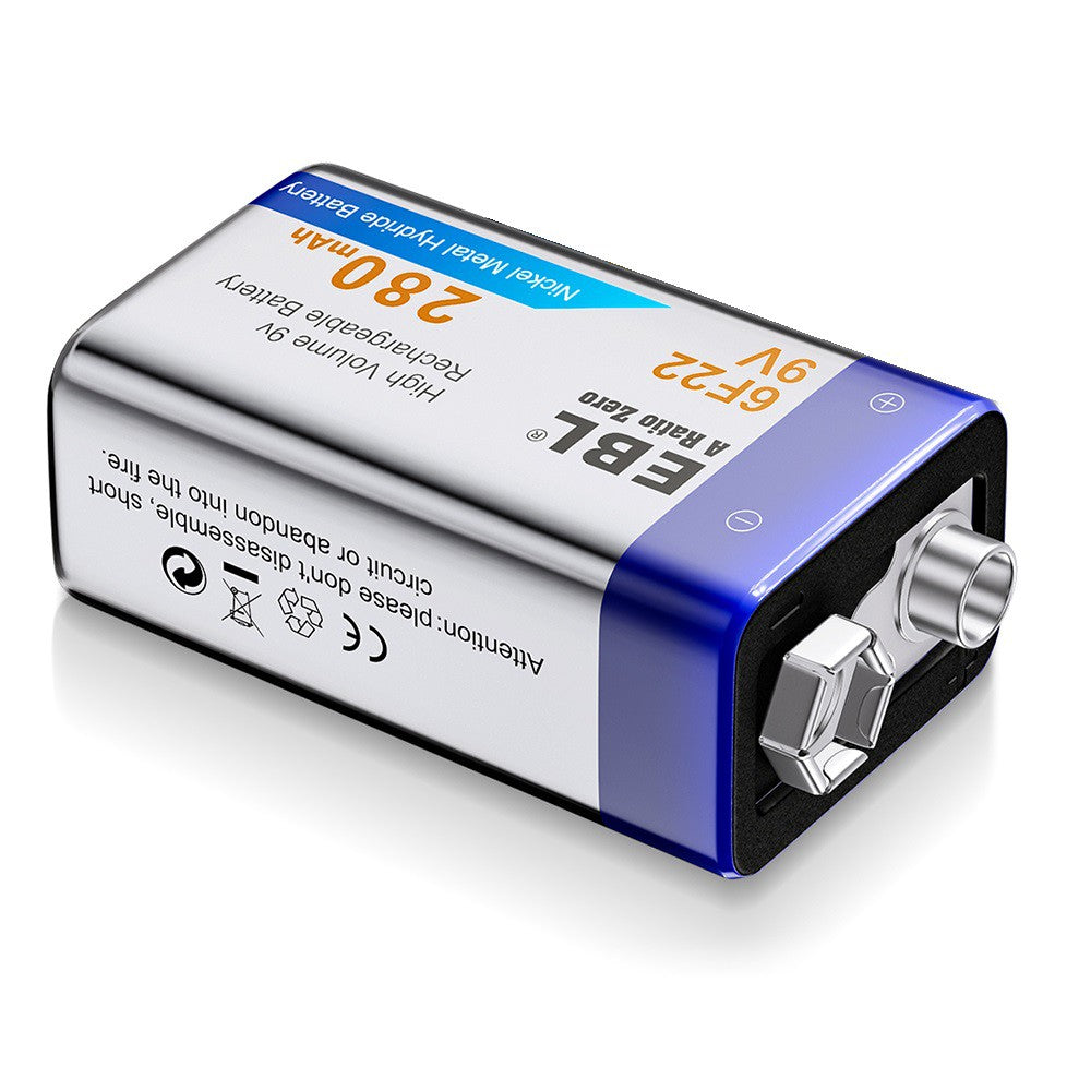 EBL 280mAh 9V Ni-MH Rechargeable Battery 9 Volt 6F22 9 Volts