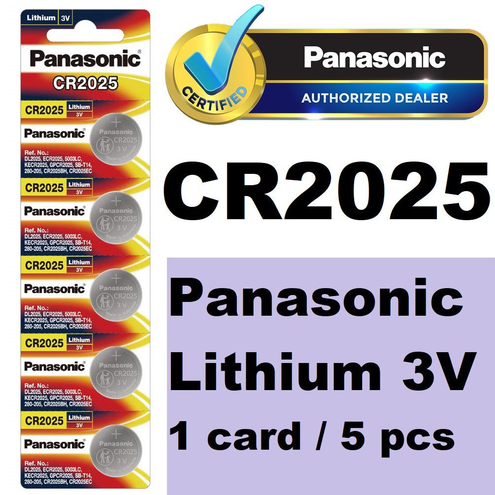 Panasonic CR2025 (5pc) ECR2025 2025 Lithium Coin Cell Button Battery 3V 3 volts
